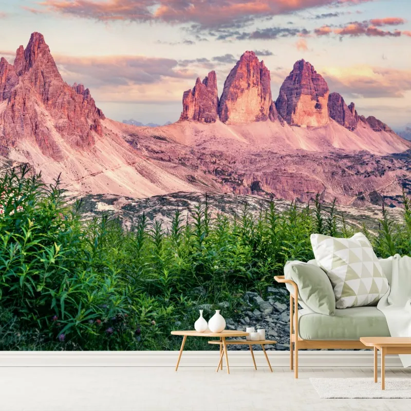 Wall mural alpine sunset at Tre Cime di Lavaredo