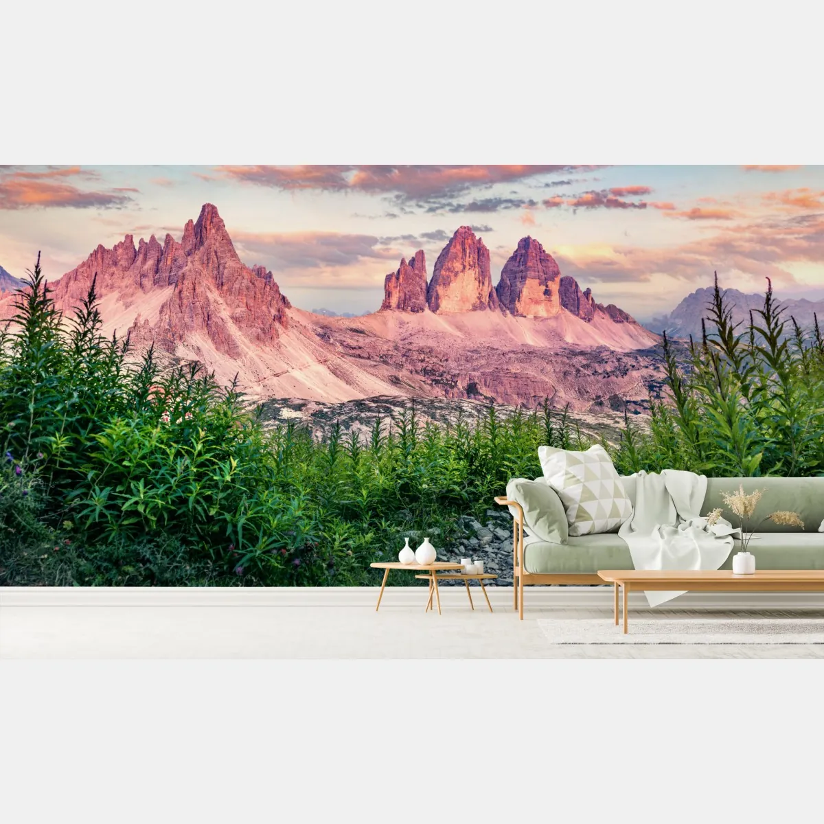 Fototapeta zachód słońca w Tre Cime di Lavaredo – Wallissimo® Fototapeta zachód słońca w Tre Cime di Lavaredo – Wallissimo®