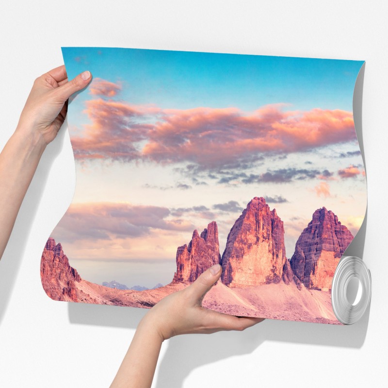 Fototapeta zachód słońca w Tre Cime di Lavaredo – Wallissimo® Fototapeta zachód słońca w Tre Cime di Lavaredo – Wallissimo®