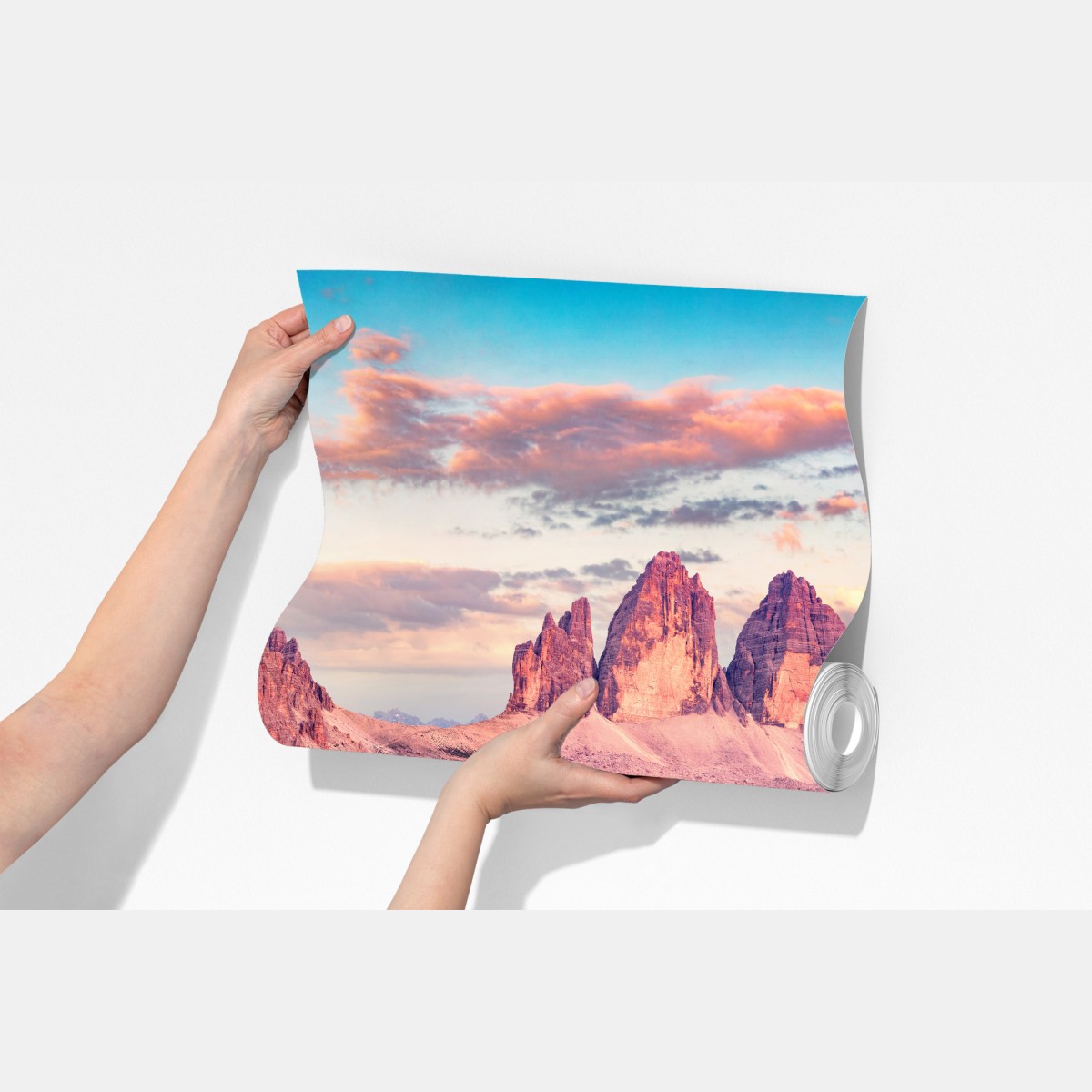 Fototapeta zachód słońca w Tre Cime di Lavaredo – Wallissimo® Fototapeta zachód słońca w Tre Cime di Lavaredo – Wallissimo®
