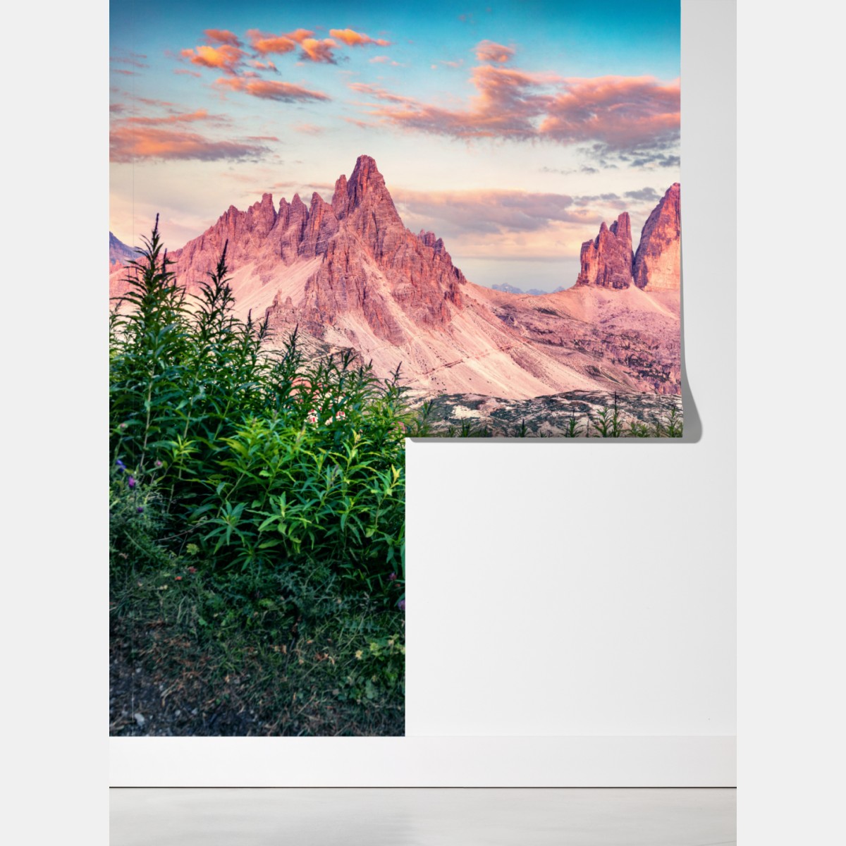 Fototapeta zachód słońca w Tre Cime di Lavaredo – Wallissimo® Fototapeta zachód słońca w Tre Cime di Lavaredo – Wallissimo®