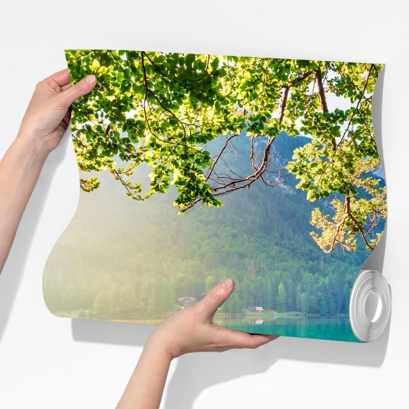 Fototapeta poranek nad jeziorem Fusine z Mangartem – Wallissimo® Fototapeta poranek nad jeziorem Fusine z Mangartem – Wallissimo®