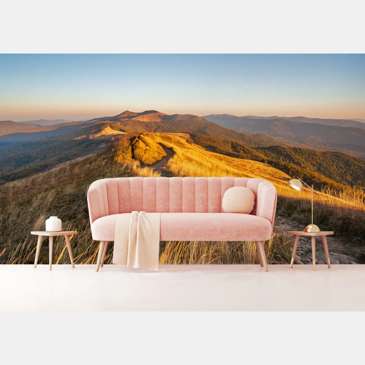 Fototapeta złota grzęda górska o zachodzie słońca – Wallissimo® Fototapeta złota grzęda górska o zachodzie słońca – Wallissimo®