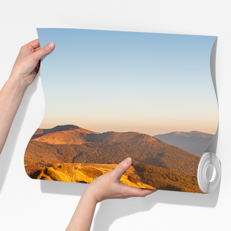 Fototapeta złota grzęda górska o zachodzie słońca – Wallissimo® Fototapeta złota grzęda górska o zachodzie słońca – Wallissimo®