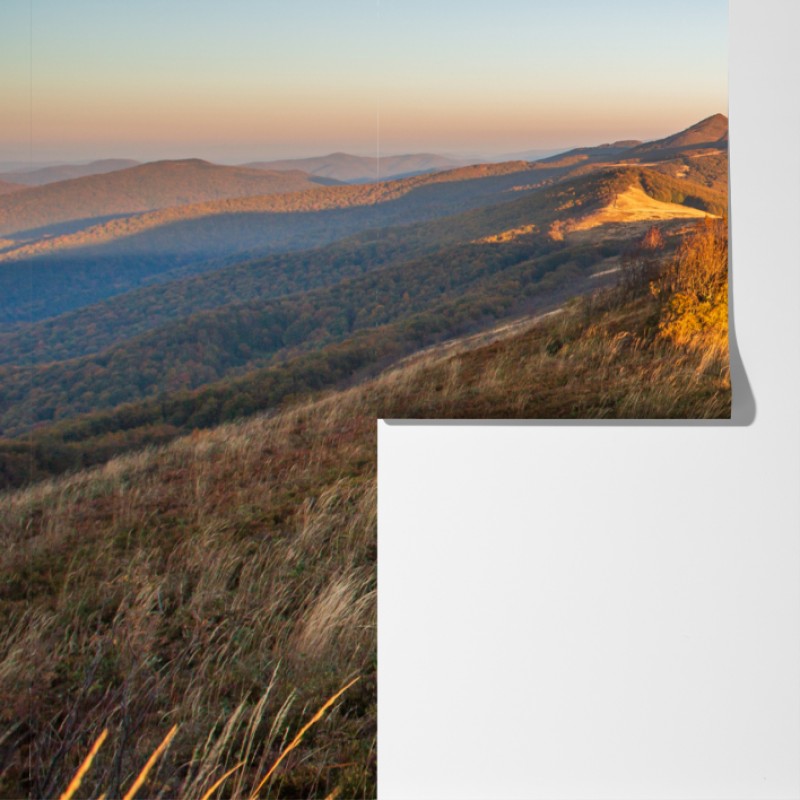 Fototapeta złota grzęda górska o zachodzie słońca – Wallissimo® Fototapeta złota grzęda górska o zachodzie słońca – Wallissimo®