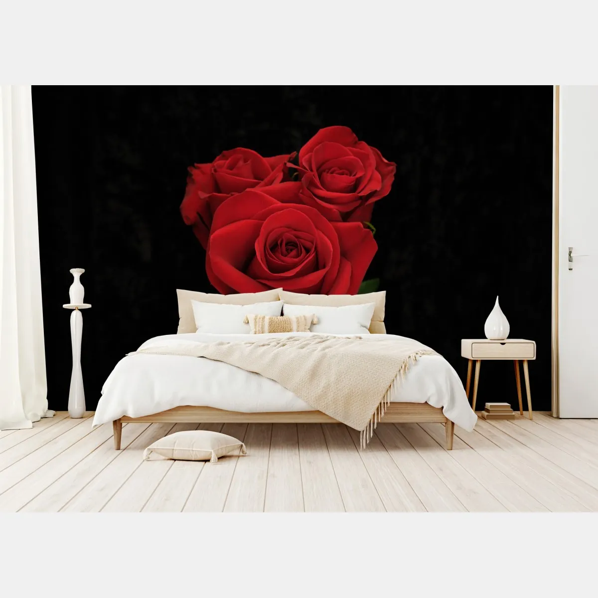 Fototapeta czerwone róże na czarnym tle – Wallissimo® Fototapeta czerwone róże na czarnym tle – Wallissimo®