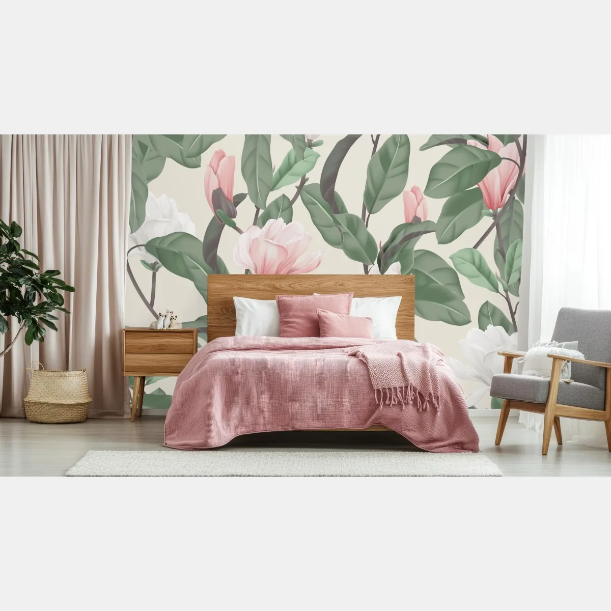 Fototapeta pastelowy wzór z magnolią – Wallissimo® Fototapeta pastelowy wzór z magnolią – Wallissimo®