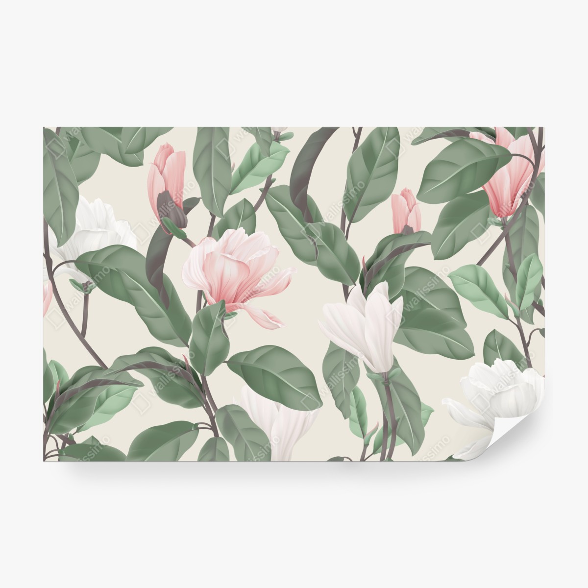 Fototapeta pastelowy wzór z magnolią – Wallissimo® Fototapeta pastelowy wzór z magnolią – Wallissimo®