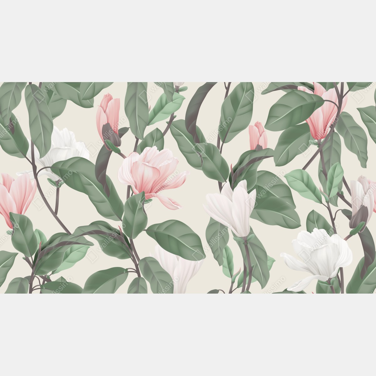 Fototapeta pastelowy wzór z magnolią – Wallissimo® Fototapeta pastelowy wzór z magnolią – Wallissimo®
