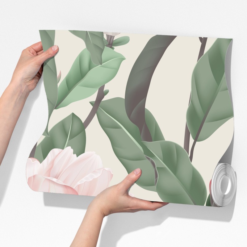 Fototapeta pastelowy wzór z magnolią – Wallissimo® Fototapeta pastelowy wzór z magnolią – Wallissimo®