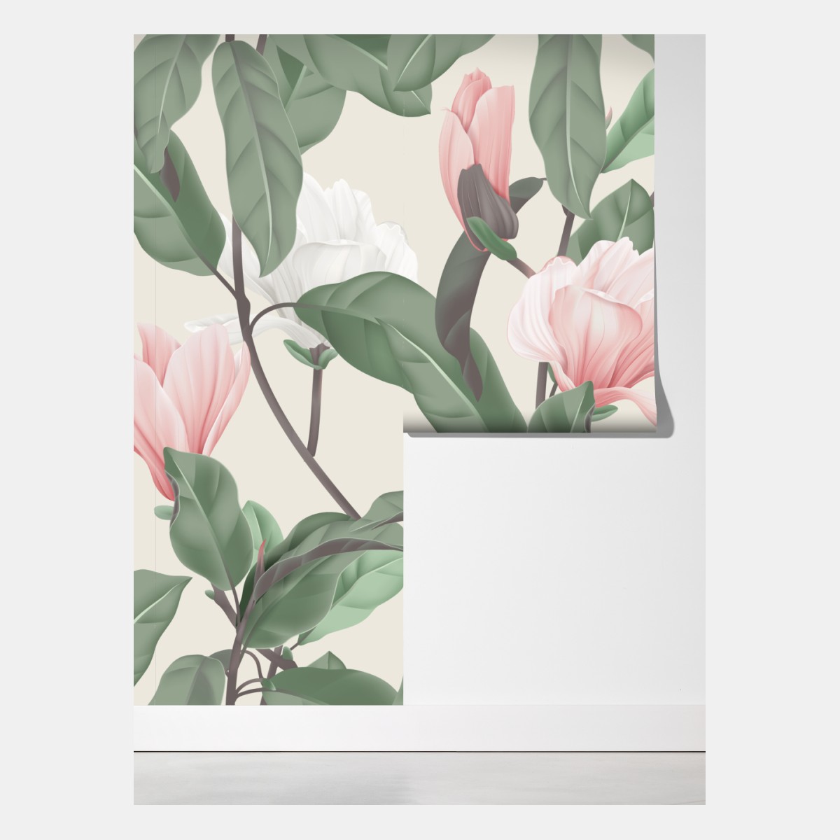 Fototapeta pastelowy wzór z magnolią – Wallissimo® Fototapeta pastelowy wzór z magnolią – Wallissimo®