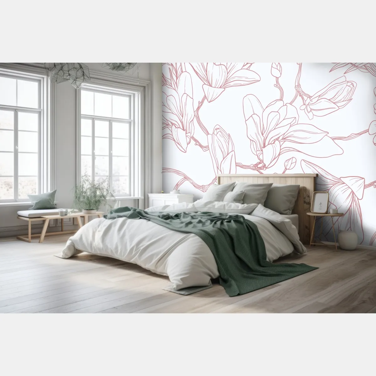 Fototapeta delikatny wzór magnolii w miękkim różu – Wallissimo® Fototapeta delikatny wzór magnolii w miękkim różu – Wallissimo®