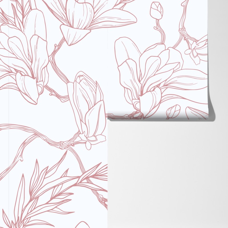 Fototapeta delikatny wzór magnolii w miękkim różu – Wallissimo® Fototapeta delikatny wzór magnolii w miękkim różu – Wallissimo®