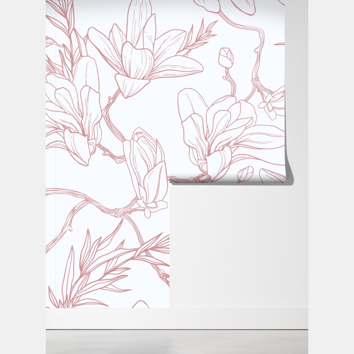 Fototapeta delikatny wzór magnolii w miękkim różu – Wallissimo® Fototapeta delikatny wzór magnolii w miękkim różu – Wallissimo®