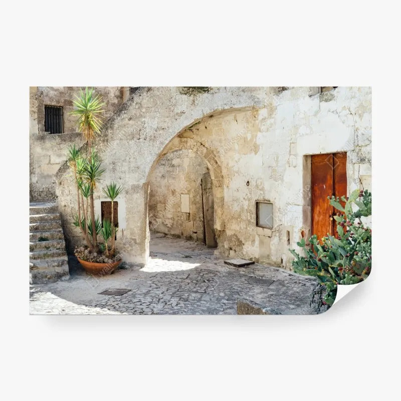 Wall mural mediterranean stone courtyard with arch