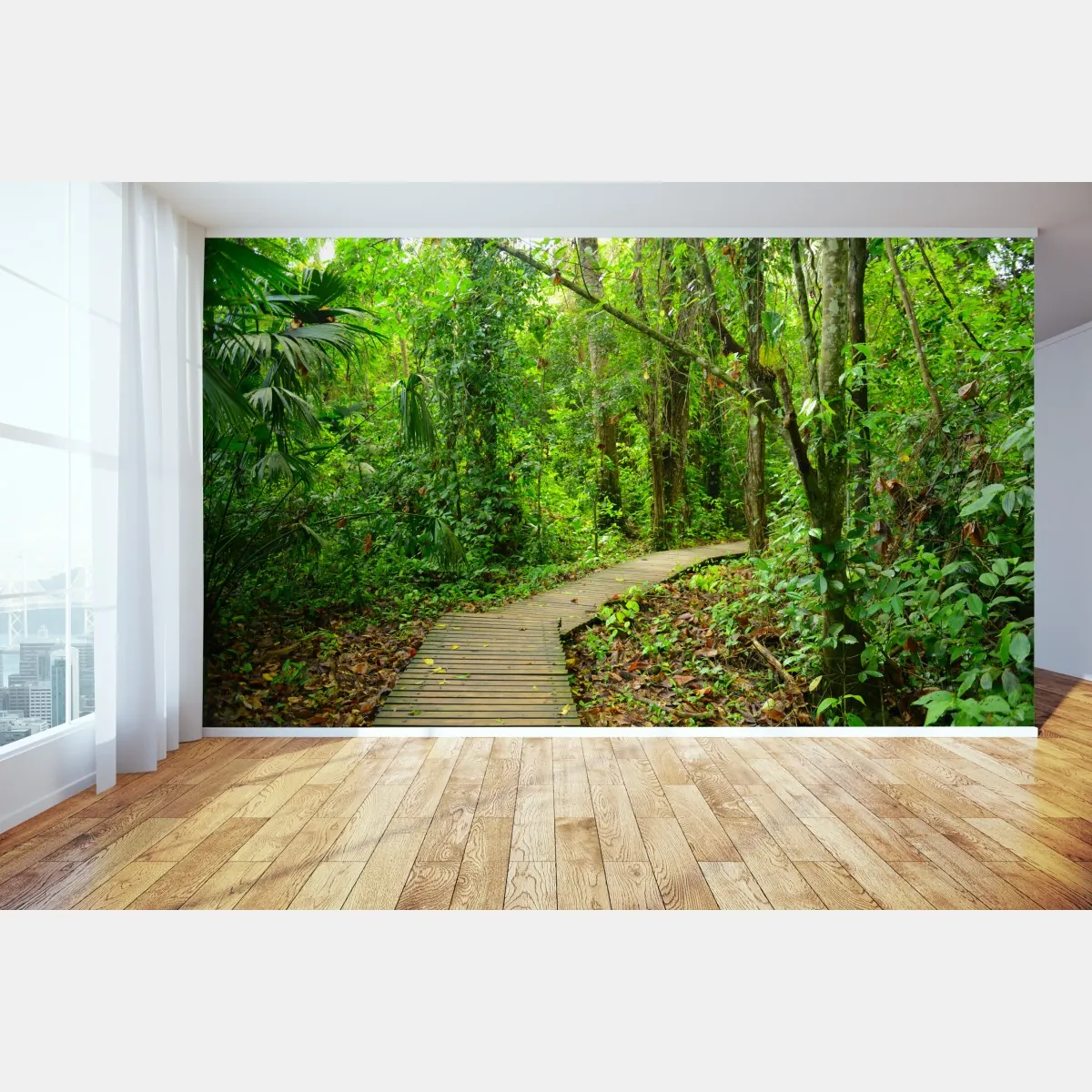 Fototapeta tropikalna kładka w bujnym lesie – Wallissimo® Fototapeta tropikalna kładka w bujnym lesie – Wallissimo®