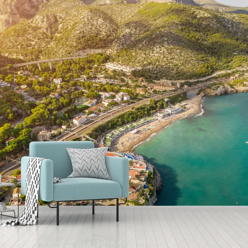 Wall mural turquoise coastal landscape from above