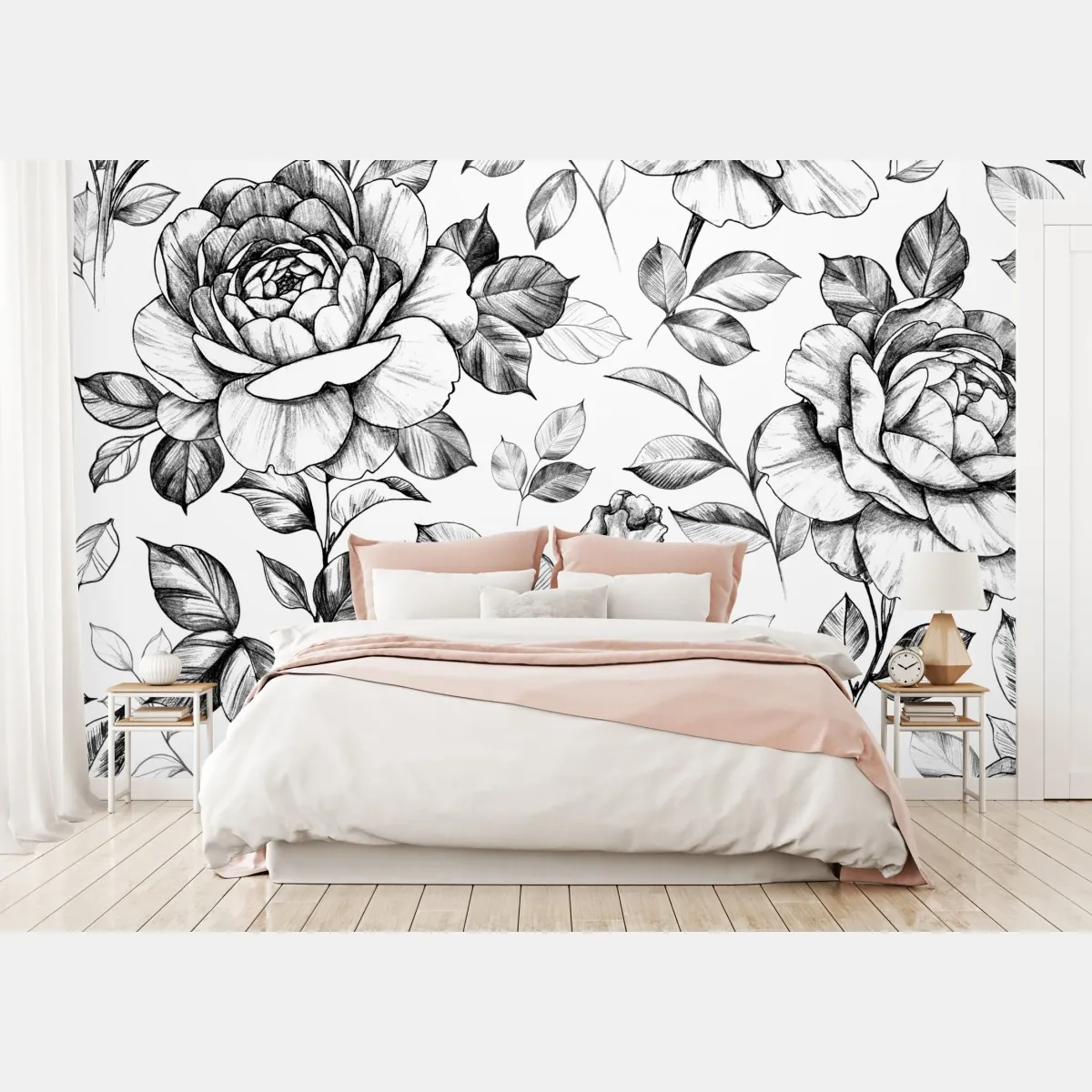 Fototapeta ręcznie rysowany wzór róż – Wallissimo® Fototapeta ręcznie rysowany wzór róż – Wallissimo®