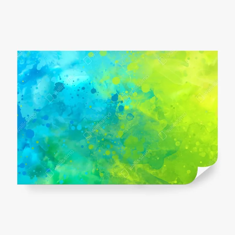 Wall mural vibrant turquoise and lime watercolor splash