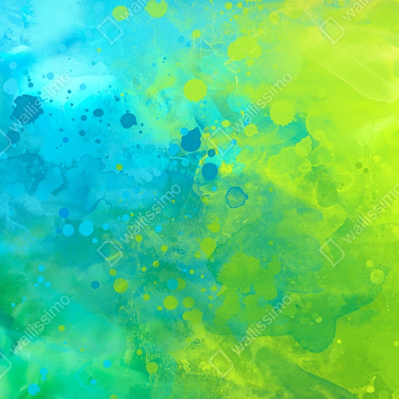 Fototapeta intensywna turkusowa akwarela z akcentem limonkowym – Wallissimo® Fototapeta intensywna turkusowa akwarela z akcentem limonkowym – Wallissimo®