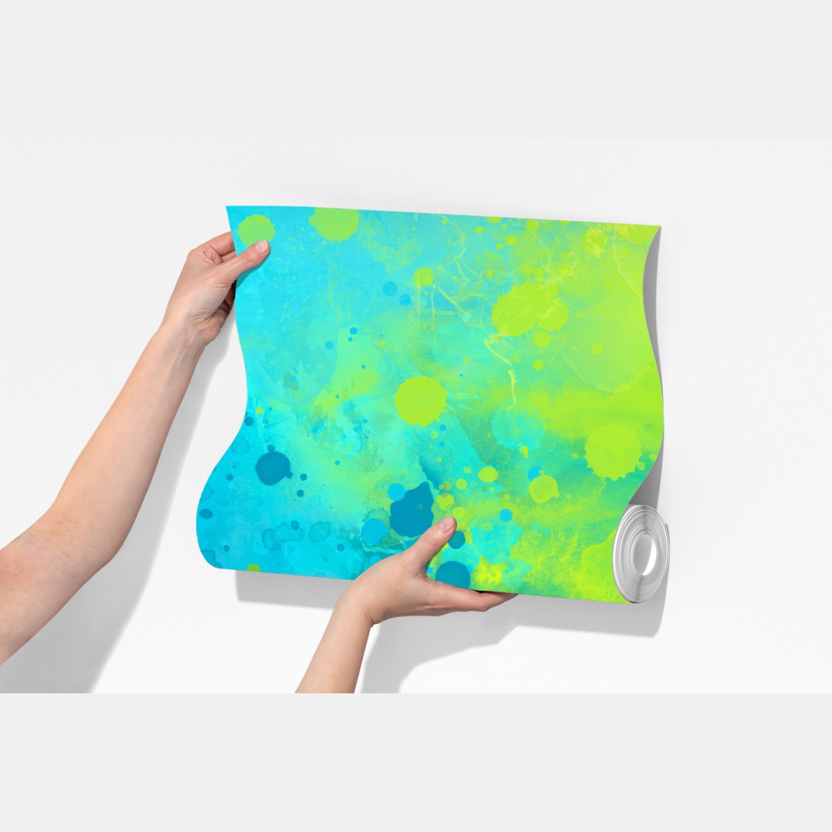 Fototapeta intensywna turkusowa akwarela z akcentem limonkowym – Wallissimo® Fototapeta intensywna turkusowa akwarela z akcentem limonkowym – Wallissimo®