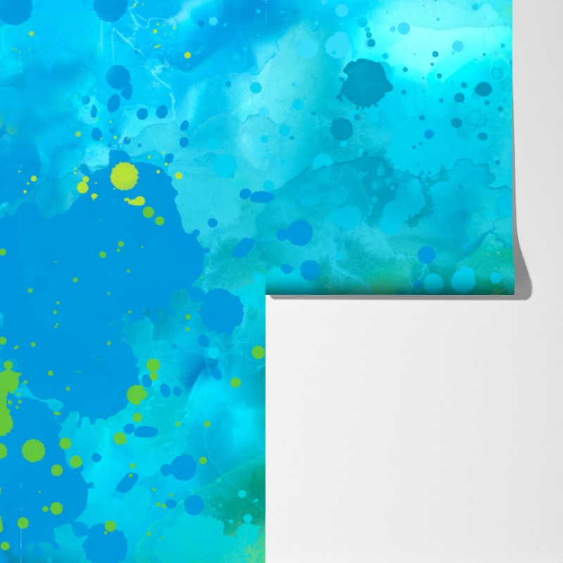 Fototapeta intensywna turkusowa akwarela z akcentem limonkowym – Wallissimo® Fototapeta intensywna turkusowa akwarela z akcentem limonkowym – Wallissimo®