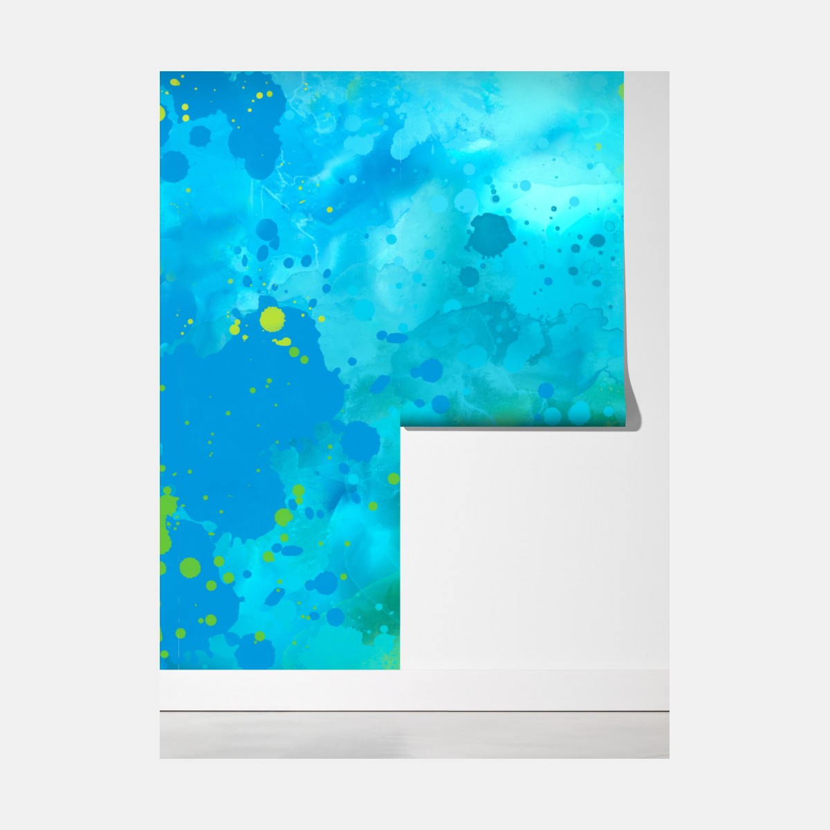 Fototapeta intensywna turkusowa akwarela z akcentem limonkowym – Wallissimo® Fototapeta intensywna turkusowa akwarela z akcentem limonkowym – Wallissimo®