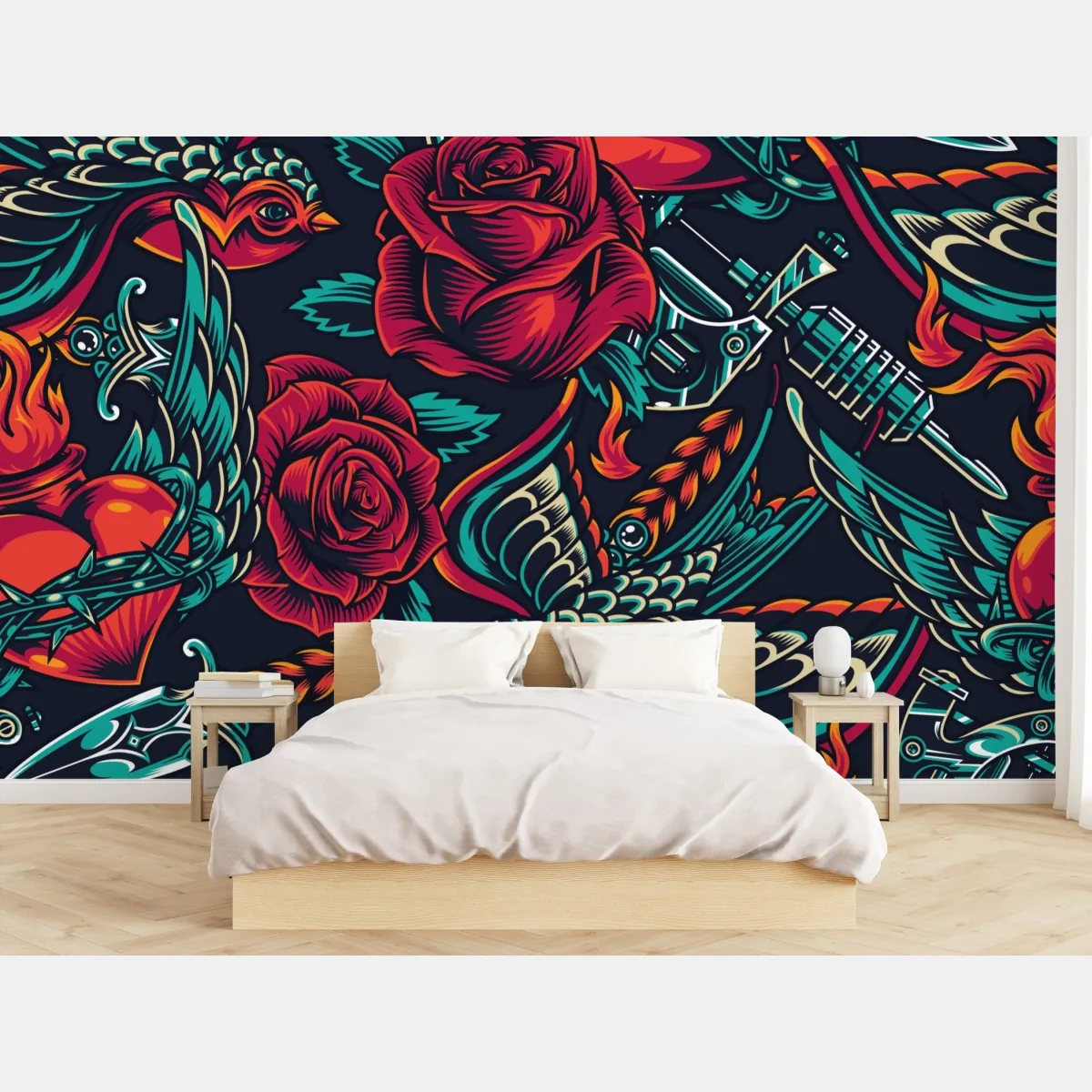 Fototapeta odważny wzór tatuażu z różami – Wallissimo® Fototapeta odważny wzór tatuażu z różami – Wallissimo®