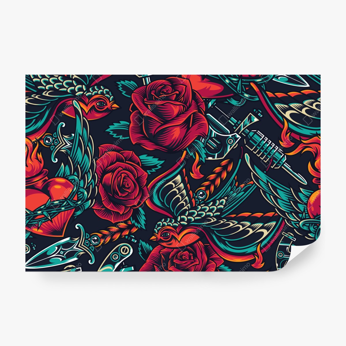 Fototapeta odważny wzór tatuażu z różami – Wallissimo® Fototapeta odważny wzór tatuażu z różami – Wallissimo®