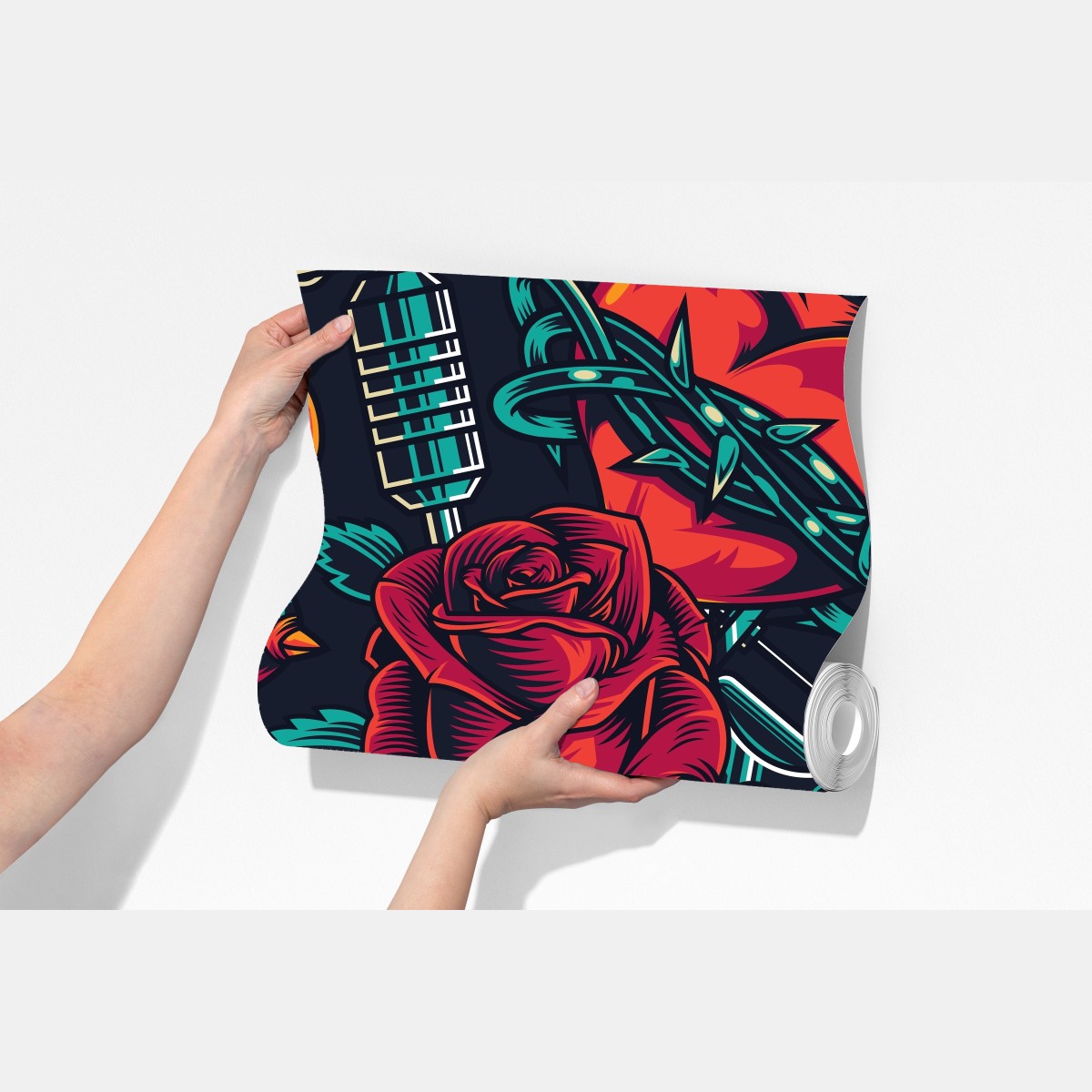 Fototapeta odważny wzór tatuażu z różami – Wallissimo® Fototapeta odważny wzór tatuażu z różami – Wallissimo®