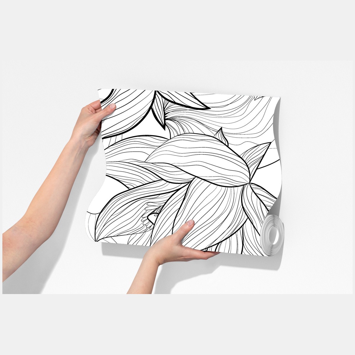 Fototapeta delikatny rysunek lotosu w czerni i bieli – Wallissimo® Fototapeta delikatny rysunek lotosu w czerni i bieli – Wallissimo®