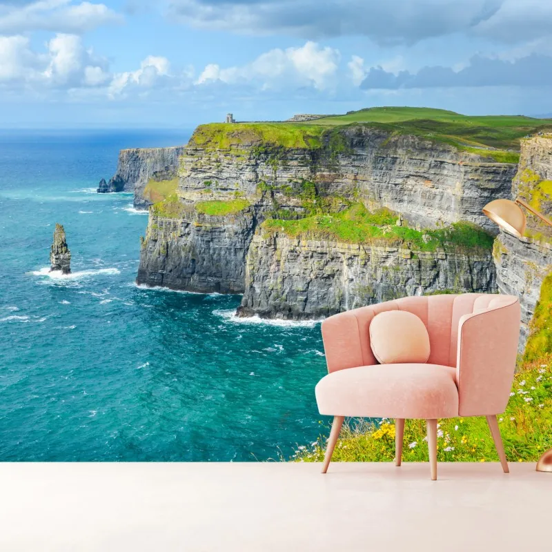 Wall mural dramatic coastal cliffs and ocean view