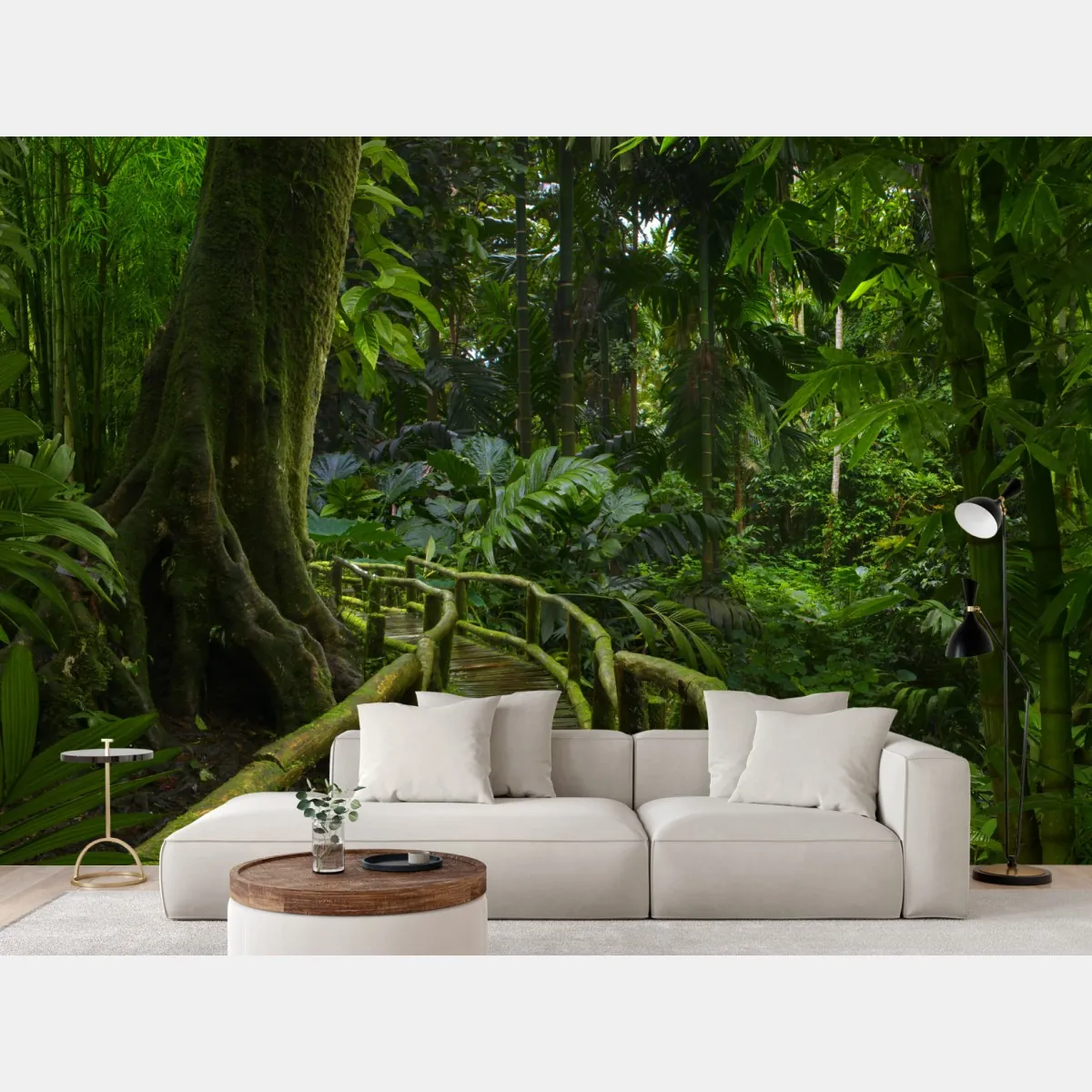Fototapeta spokojna kładka w dżungli przez bujny las deszczowy – Wallissimo® Fototapeta spokojna kładka w dżungli przez bujny las deszczowy – Wallissimo®