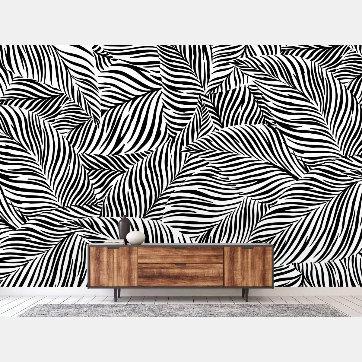 Fototapeta monochromatyczny wzór tropikalnych liści – Wallissimo® Fototapeta monochromatyczny wzór tropikalnych liści – Wallissimo®