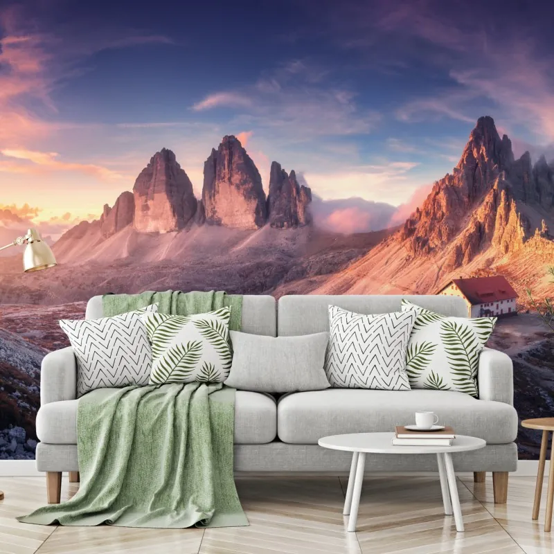 Fototapeta wschód słońca nad szczytami Dolomitów – Wallissimo® Fototapeta wschód słońca nad szczytami Dolomitów – Wallissimo®