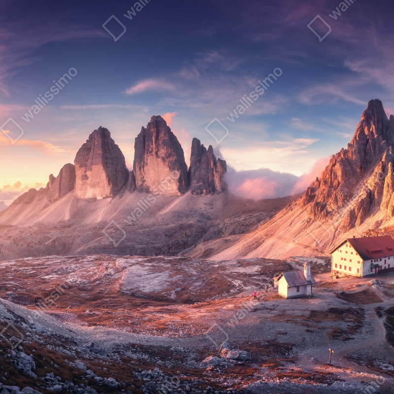 Fototapeta wschód słońca nad szczytami Dolomitów – Wallissimo® Fototapeta wschód słońca nad szczytami Dolomitów – Wallissimo®