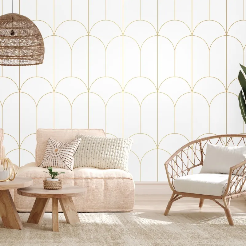Wall mural gold art deco arch pattern