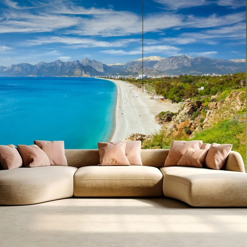 Fototapeta spokojna plaża Konyaalti, Antalya – Wallissimo® Fototapeta spokojna plaża Konyaalti, Antalya – Wallissimo®