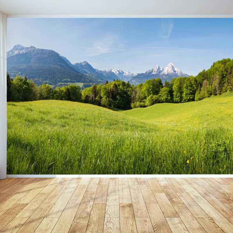 Wall mural serene alpine meadow panorama