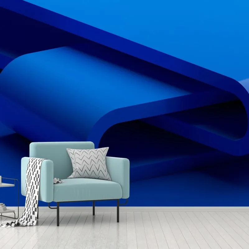 Wall mural minimal blue ribbon geometry