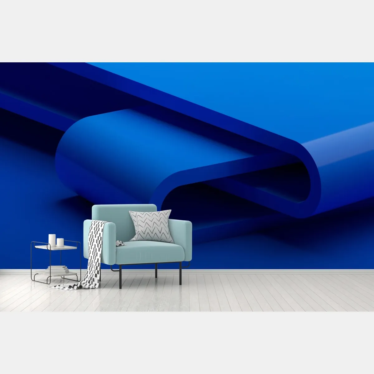 Fototapeta minimalna niebieska wstęga geometryczna – Wallissimo® Fototapeta minimalna niebieska wstęga geometryczna – Wallissimo®