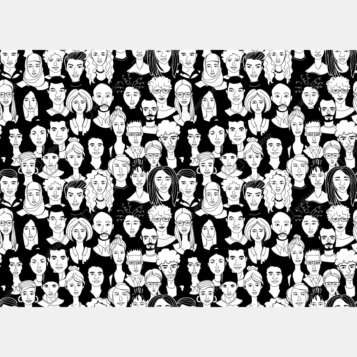 Fototapeta wzór z różnorodnymi twarzami – Wallissimo® Fototapeta wzór z różnorodnymi twarzami – Wallissimo®