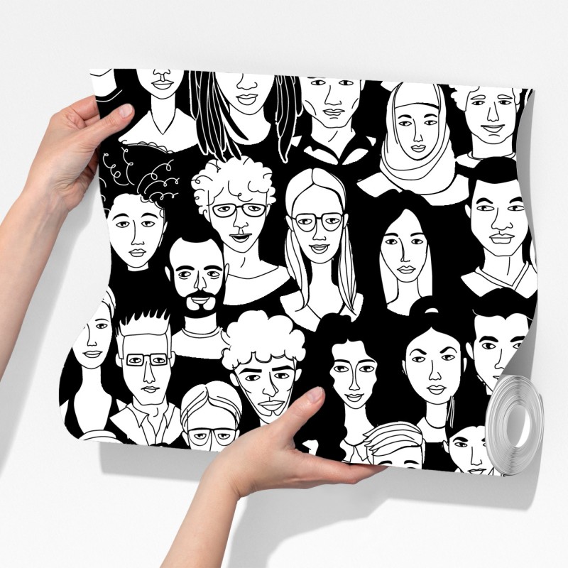 Fototapeta wzór z różnorodnymi twarzami – Wallissimo® Fototapeta wzór z różnorodnymi twarzami – Wallissimo®