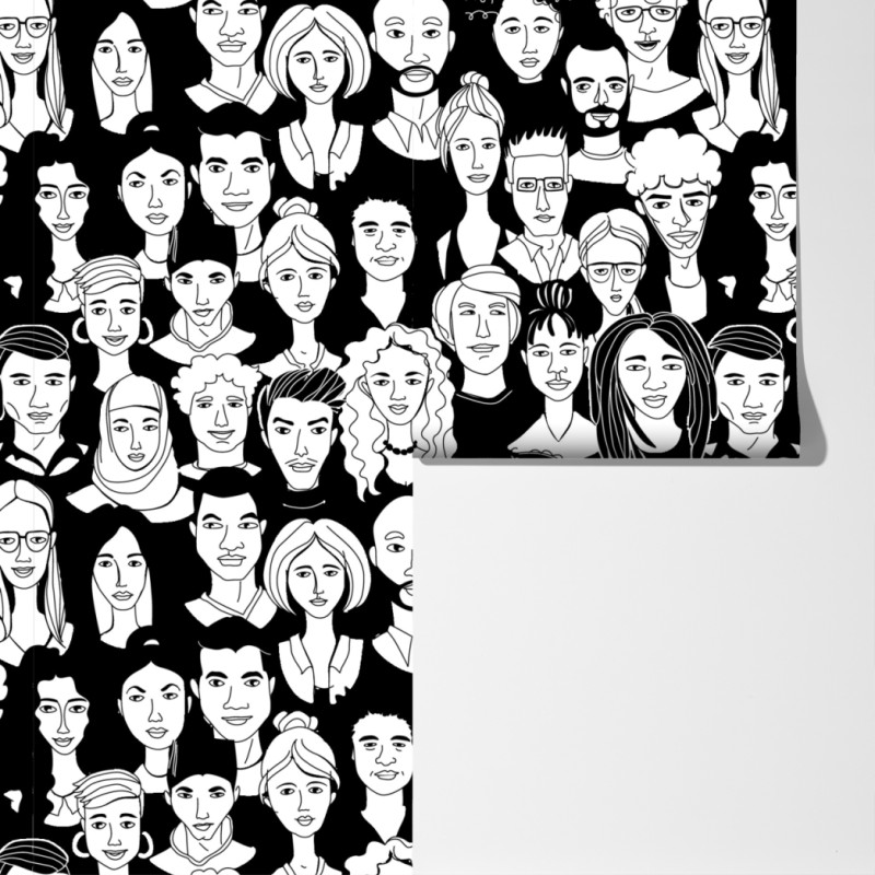 Fototapeta wzór z różnorodnymi twarzami – Wallissimo® Fototapeta wzór z różnorodnymi twarzami – Wallissimo®