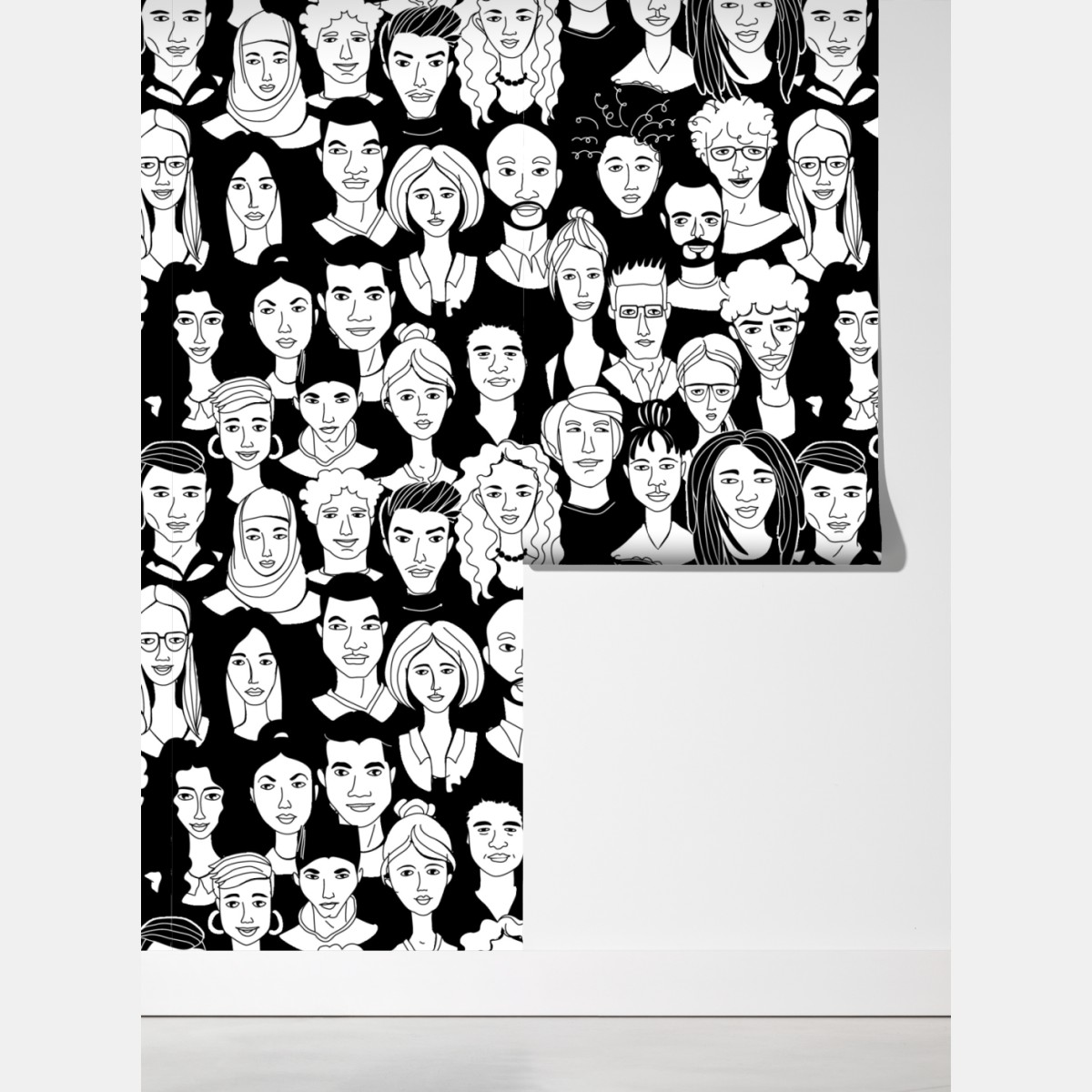 Fototapeta wzór z różnorodnymi twarzami – Wallissimo® Fototapeta wzór z różnorodnymi twarzami – Wallissimo®