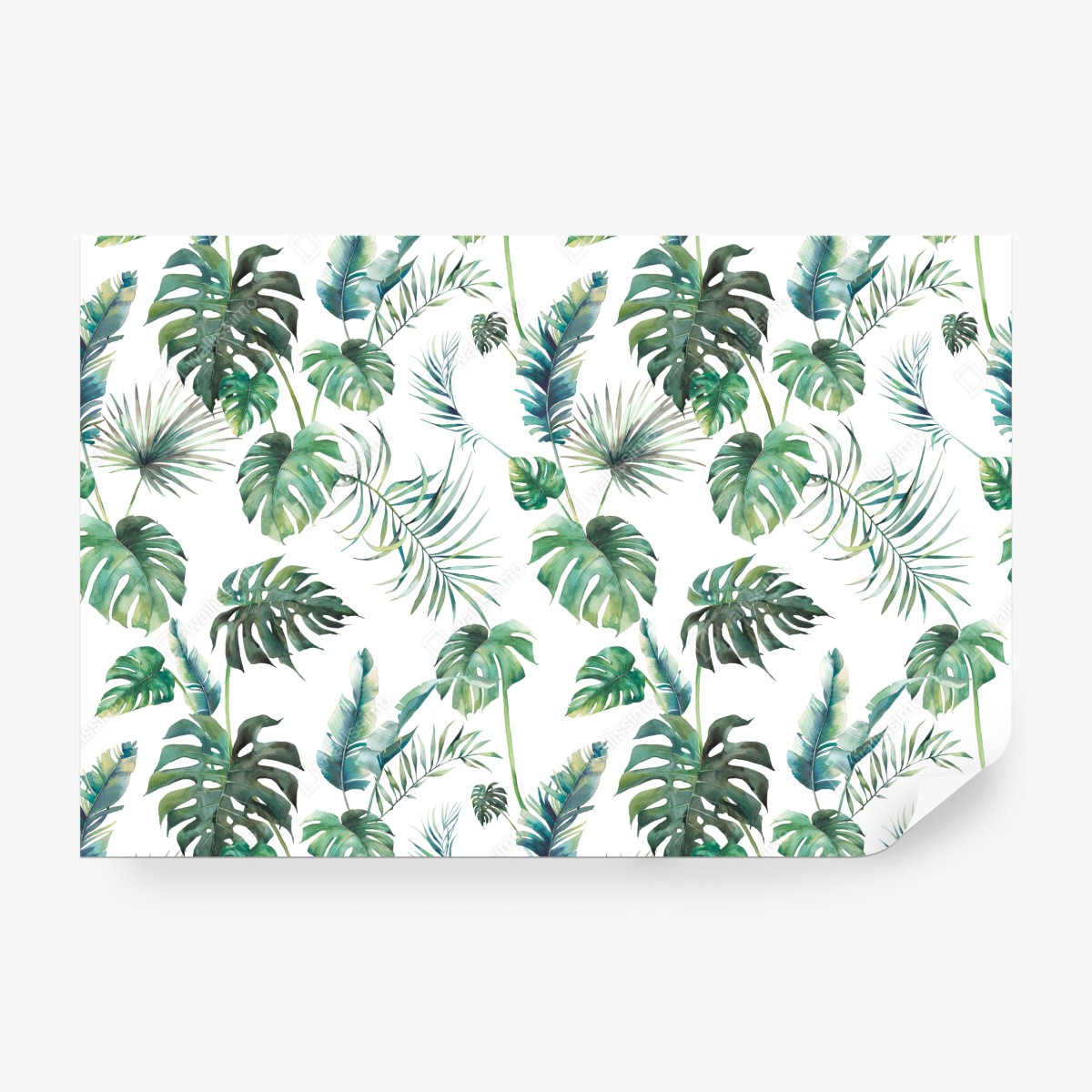 Fototapeta akwarelowy wzór tropikalnych liści – Wallissimo® Fototapeta akwarelowy wzór tropikalnych liści – Wallissimo®