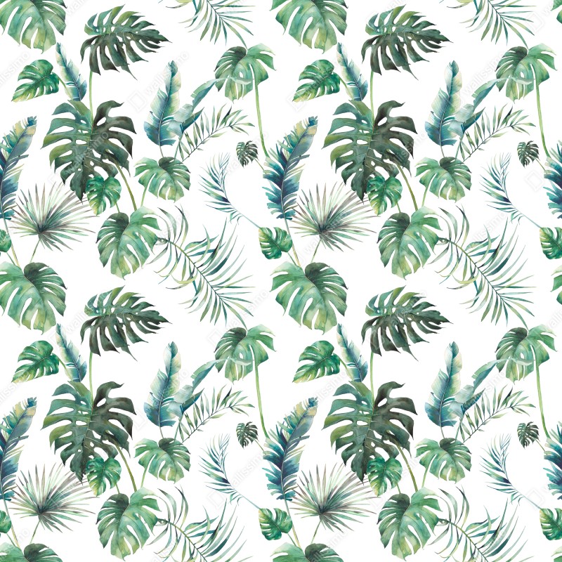 Fototapeta akwarelowy wzór tropikalnych liści – Wallissimo® Fototapeta akwarelowy wzór tropikalnych liści – Wallissimo®