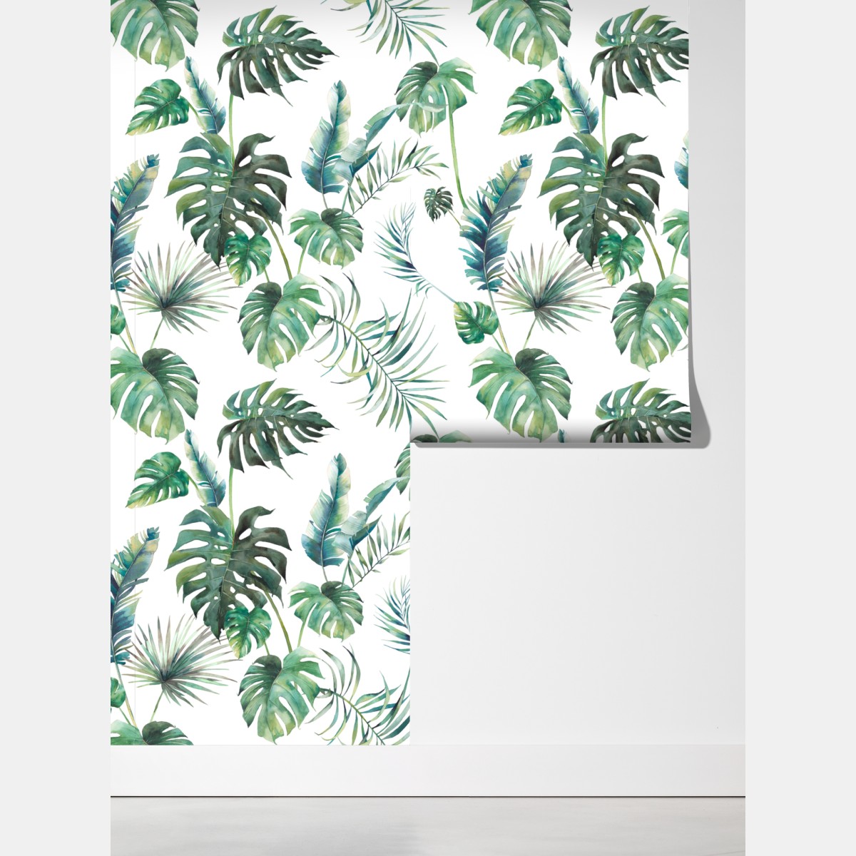 Fototapeta akwarelowy wzór tropikalnych liści – Wallissimo® Fototapeta akwarelowy wzór tropikalnych liści – Wallissimo®