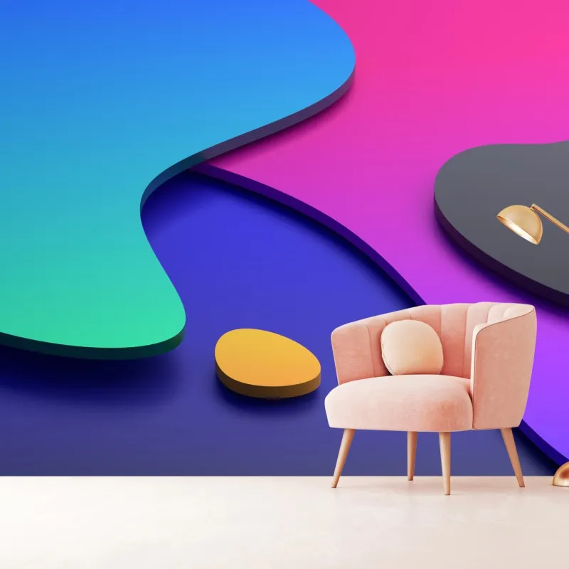 Wall mural vibrant abstract 3d curves