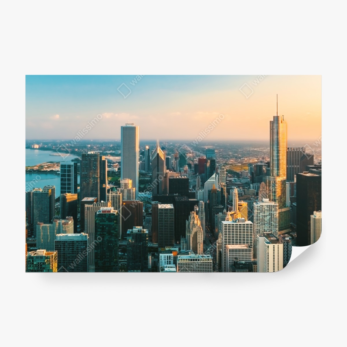 Fototapeta Chicago panorama miasta o zachodzie słońca – Wallissimo® Fototapeta Chicago panorama miasta o zachodzie słońca – Wallissimo®